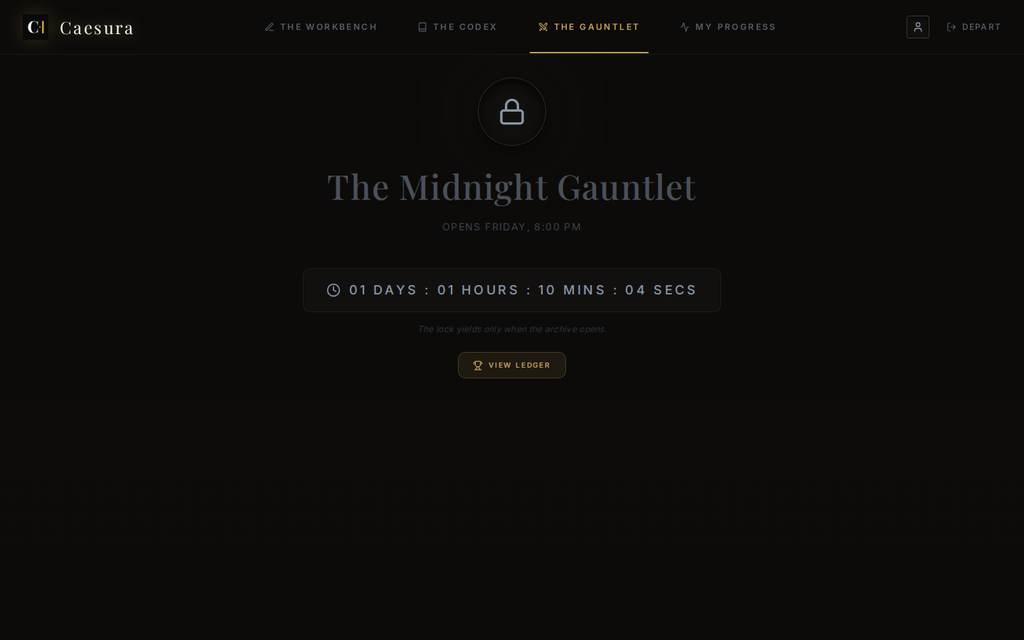 Caesura Midnight Gauntlet timed analytical exam competition countdown
