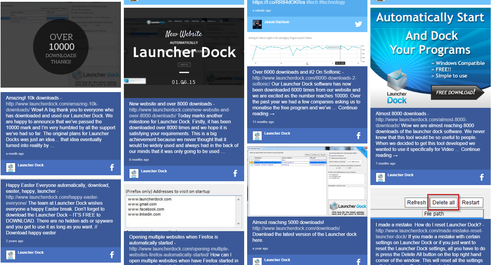 Launcher Dock social wall display and multi-screen video wall implementation